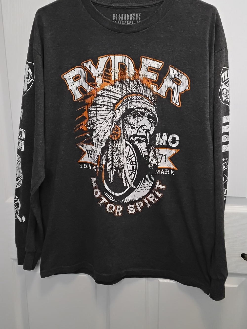 Motor Spirit Long Sleeve Shirt‎ - Black with Orange Accents